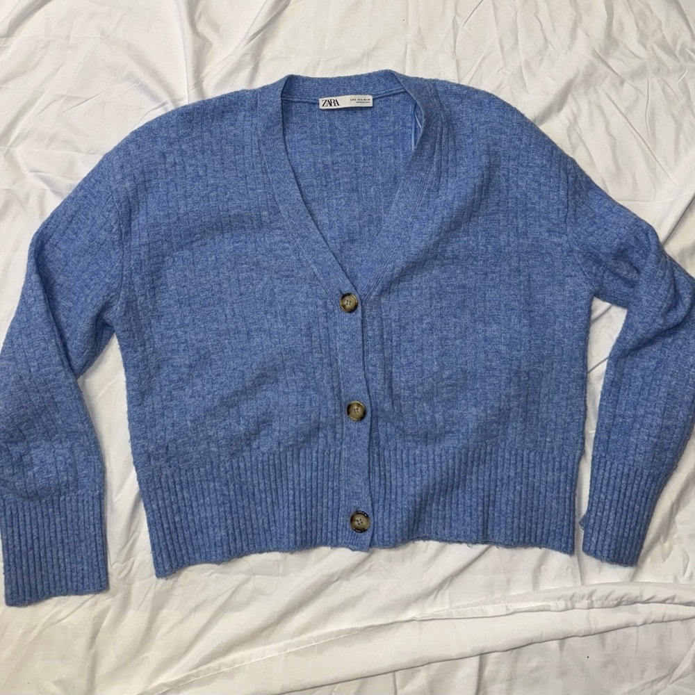 Zara Women's Soft Blue Cardigan